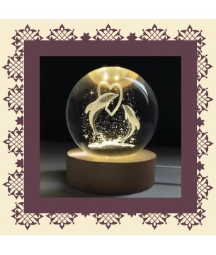 Ahşap Altlıklı Kristal Lamba Yunus