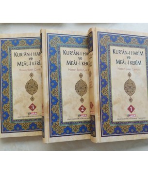 KUR'AN-I HAKİM VE MEALİ KERİM 3 CİLT TAKIM ( SARI ŞAMUA KAĞIT BASKI ) 