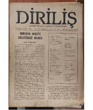 Diriliş Haftalık Düşünce Edebiyat ve Siyaset Dergisi Yıl: 31 Dönem: 7 Sayı: 115-116 / 29 Eylül 15 Ekim 1990 (Nereden Nereye Geldiğimizi Bilmek) Diriliş Haftalık Düşünce Edebiyat ve Siyaset Dergisi Yıl: 31 Dönem: 7 Sayı: 115-116 / 29 Eylül 15 Ekim 1990 (Nereden Nereye Geldiğimizi Bilmek)