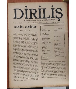Diriliş Haftalık Düşünce Edebiyat ve Siyaset Dergisi Yıl: 31 Dönem: 7 Sayı: 117-118 / 16-30 Ekim 1990 ("Devrim" Devrimleri) Diriliş Haftalık Düşünce Edebiyat ve Siyaset Dergisi Yıl: 31 Dönem: 7 Sayı: 117-118 / 16-30 Ekim 1990 ("Devrim" Devrimleri)