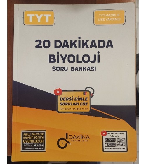 Dakika Yayınları TYT 20 Dakikada Biyoloji Soru Bankası Dakika Yayınları TYT 20 Dakikada Biyoloji Soru Bankası