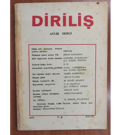 DİRİLİŞ DERGİSİ NİSAN 1970 SAYISI